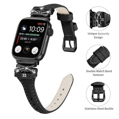 Sejt Kunstlæder Universal Rem passer til Apple Smartwatch - Sort#serie_6