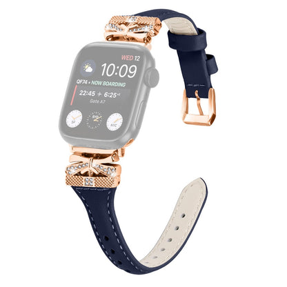 Rigtigt Rart Kunstlæder Universal Rem passer til Apple Smartwatch - Blå#serie_4