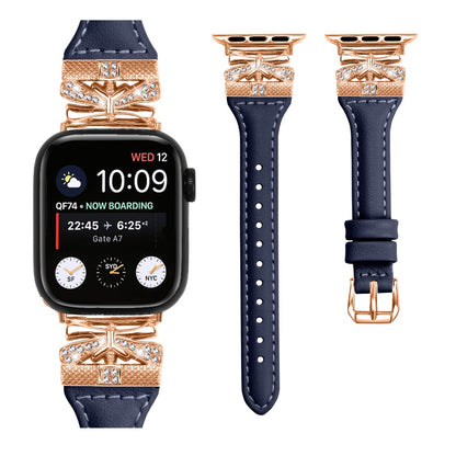 Rigtigt Rart Kunstlæder Universal Rem passer til Apple Smartwatch - Blå#serie_4