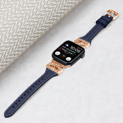 Rigtigt Rart Kunstlæder Universal Rem passer til Apple Smartwatch - Blå#serie_4
