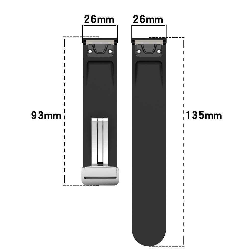 Garmin Fenix 7X / 7X Solar / Tactix 7 Pro Silicone Watch Band 26mm Folding Silver Buckle Watch Strap - Army Green#serie_9