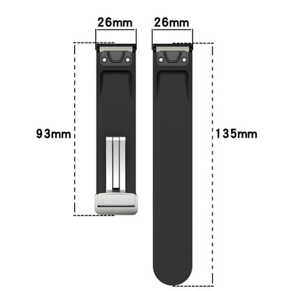 Garmin Fenix 7X / 7X Solar / Tactix 7 Pro Silicone Watch Band 26mm Folding Silver Buckle Watch Strap - Grey#serie_10