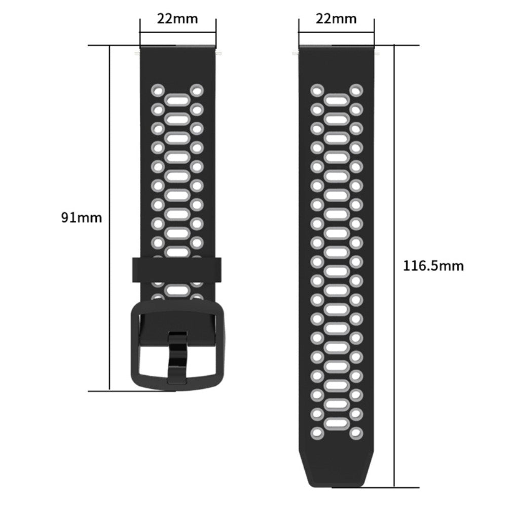 Coros Apex Pro / Samsung Gear S3 Frontier / Gear S3 Classic Breathable Silicone Strap 22mm Dual Color Watch Band - Black / Lake Blue#serie_4