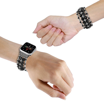 Apple Watch 49mm / 45mm / 44mm / 42mm Watch Band Beads Bracelet - Black#serie_1