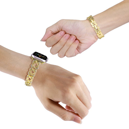 Apple Watch 49mm / 45mm / 44mm / 42mm Watch Band Jewelry Metal Strap - Gold#serie_2