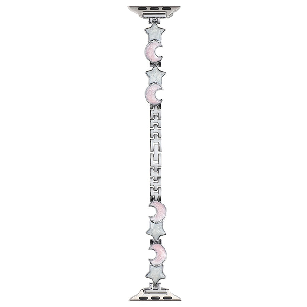 Apple Watch 49mm / 45mm / 44mm / 42mm Watch Band Zinc Alloy Strap - Silver+Pink Moon#serie_2