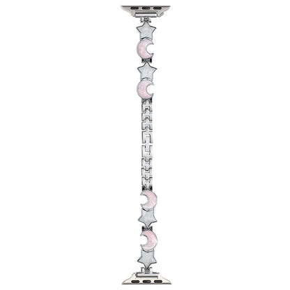 Apple Watch 49mm / 45mm / 44mm / 42mm Watch Band Zinc Alloy Strap - Silver+Pink Moon#serie_2