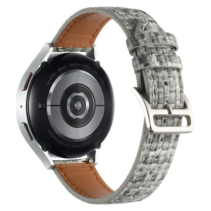 Garmin Active 5 / Samsung Galaxy Watch6 Classic 47mm 43mm Watch Band 20mm Braided Vegan Leather Wrist Strap - Black Grey#serie_2
