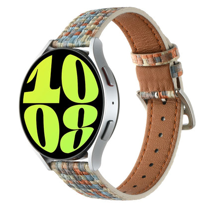 Garmin Active 5 / Samsung Galaxy Watch6 Classic 47mm 43mm Watch Band 20mm Braided Vegan Leather Wrist Strap - Light Orange#serie_3