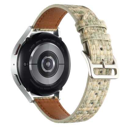 Garmin Active 5 / Samsung Galaxy Watch6 Classic 47mm 43mm Watch Band 20mm Braided Vegan Leather Wrist Strap - Light Green#serie_5