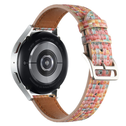 Garmin Active 5 / Samsung Galaxy Watch6 Classic 47mm 43mm Watch Band 20mm Braided Vegan Leather Wrist Strap - Pink Blue#serie_6