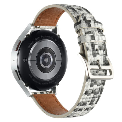 Garmin Active 5 / Samsung Galaxy Watch6 Classic 47mm 43mm Watch Band 20mm Braided Vegan Leather Wrist Strap - Black White#serie_7