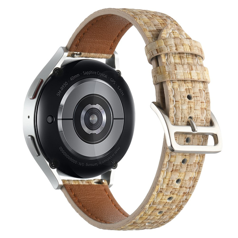 Garmin Active 5 / Samsung Galaxy Watch6 Classic 47mm 43mm Watch Band 20mm Braided Vegan Leather Wrist Strap - Khaki#serie_9