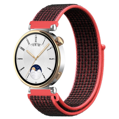 Huawei Watch GT 4 41mm / Garmin Venu 3S Watch Band 18mm Nylon Loop Adjustable Wrist Strap - Red+Black#serie_11