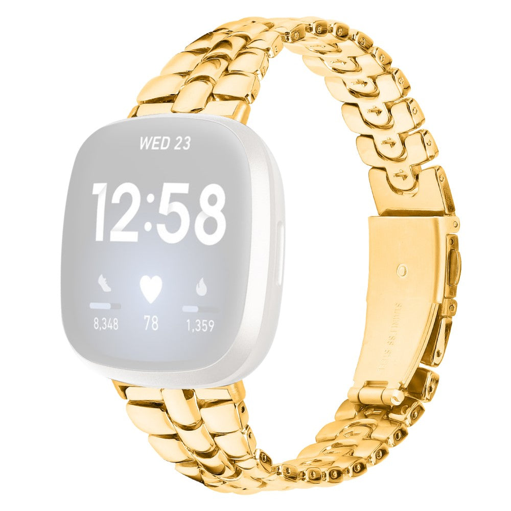 Sejt Metal Universal Rem passer til Fitbit Versa 4 / Fitbit Sense 2 - Guld#serie_3