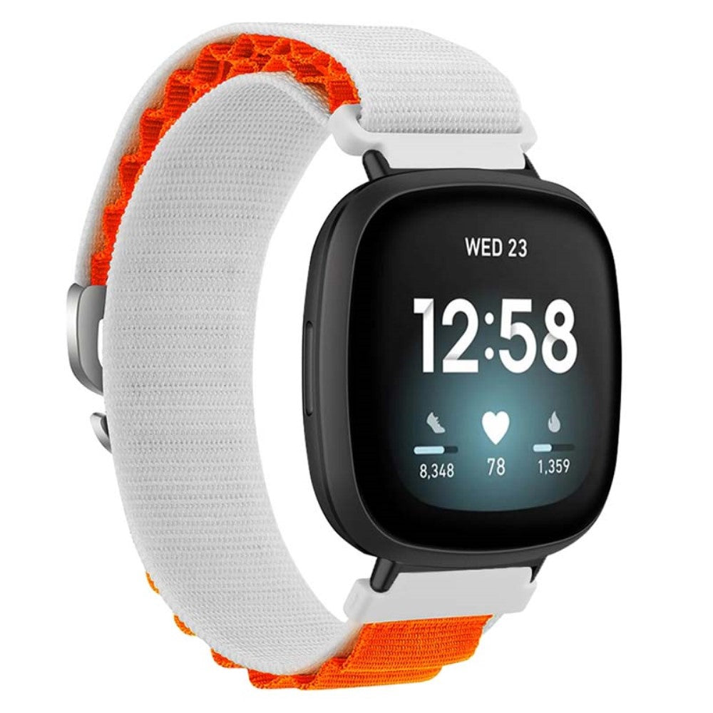 Fitbit Versa 4 / Versa 3 / Sense 2 / Sense Watch Band Nylon Adjustable Wrist Strap - White+Orange#serie_11