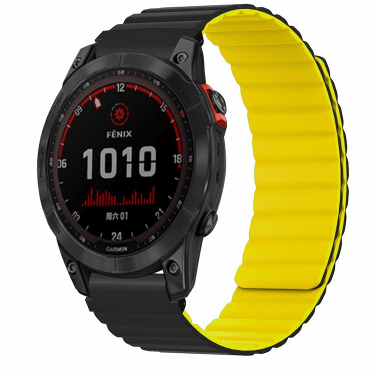 Garmin Fenix 7S / 6S / 5S Watch Band Replacement Magnetic Flexible Strap with 20mm Bump Resistant Connector - Black+Yellow#serie_6