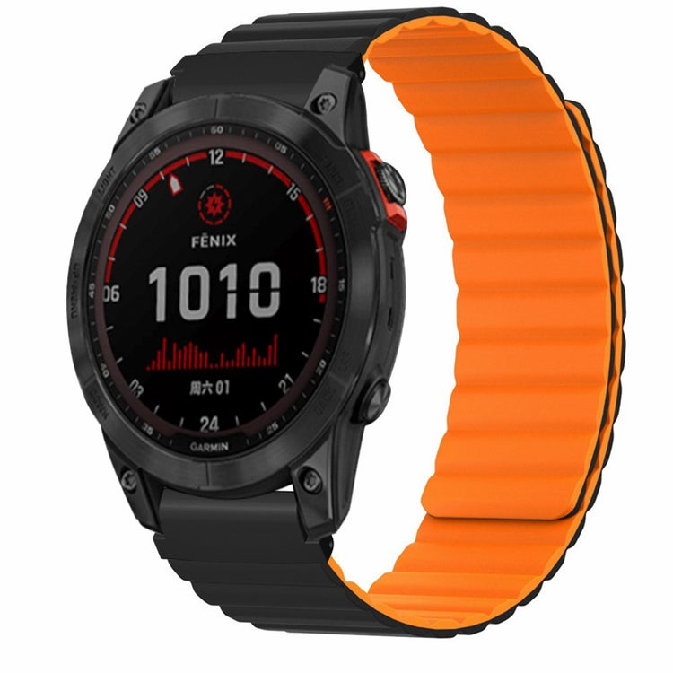 Garmin Fenix 7S / 6S / 5S Watch Band Replacement Magnetic Flexible Strap with 20mm Bump Resistant Connector - Black+Orange#serie_7