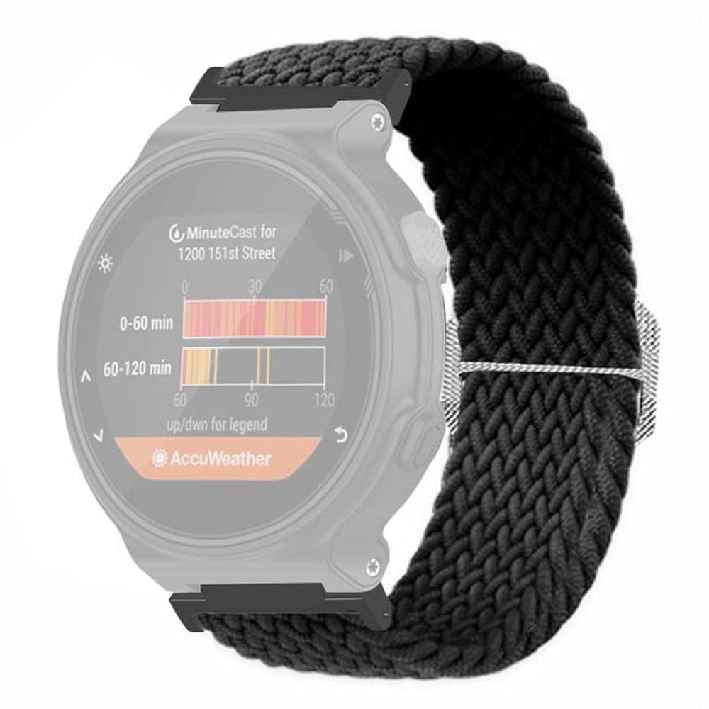 Fed Nylon Universal Rem passer til Garmin Smartwatch - Sort#serie_7