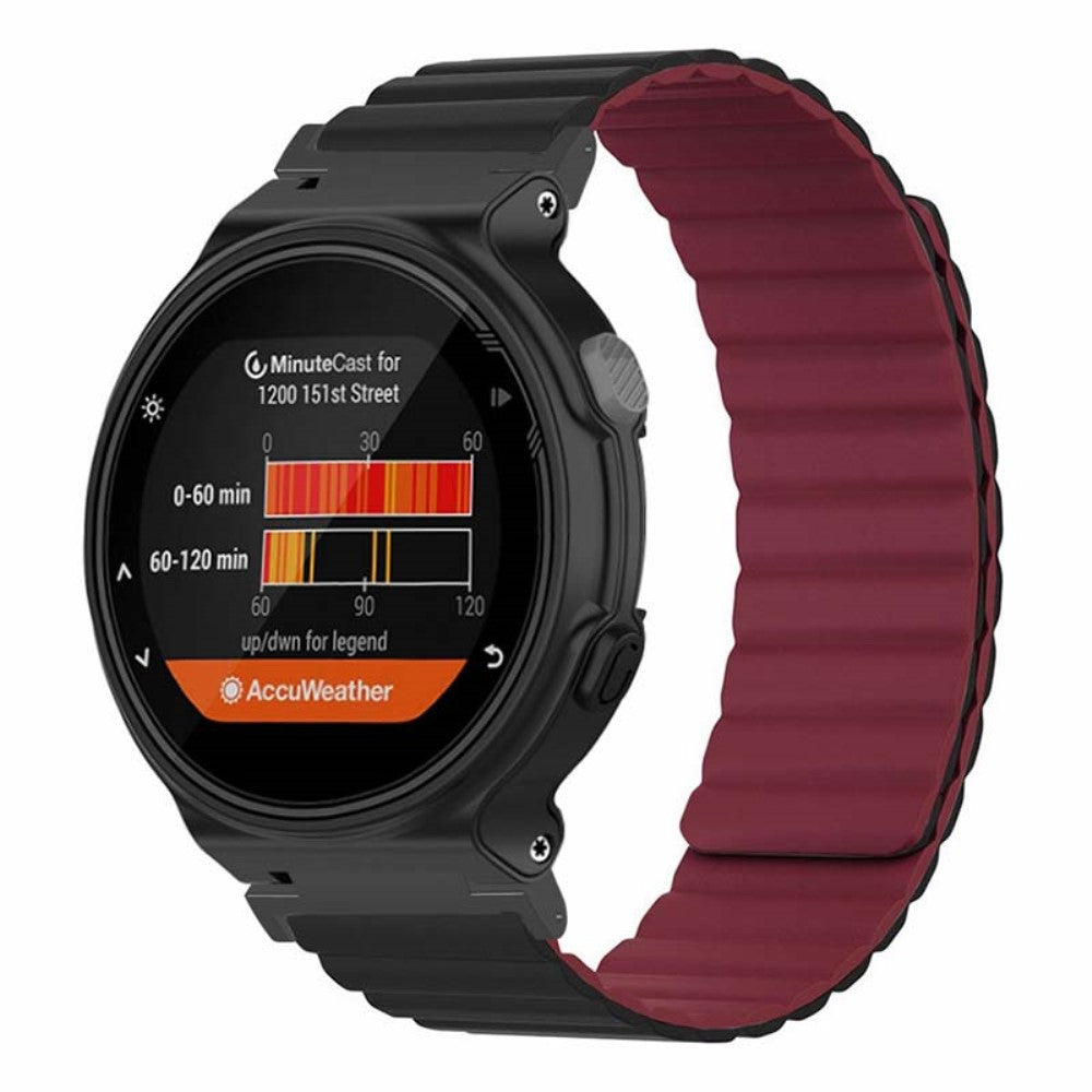 Garmin Forerunner 220 / 230 / 235 / 735XT / 620 / 63 Flexible Strap Magnetic Smartwatch Bands - Black+Wine Red#serie_4