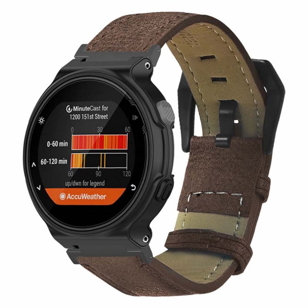 Sejt Kunstlæder Universal Rem passer til Garmin Smartwatch - Brun#serie_2