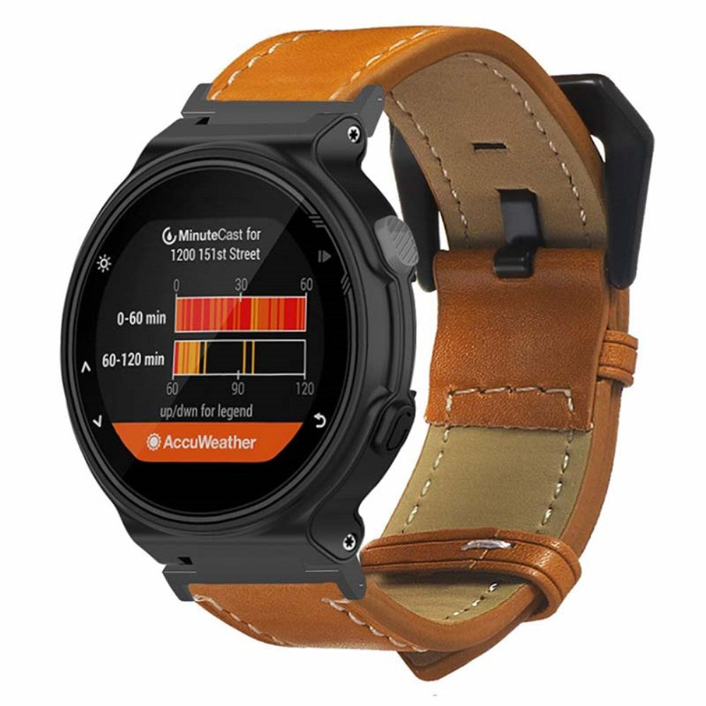 Sejt Kunstlæder Universal Rem passer til Garmin Smartwatch - Brun#serie_3