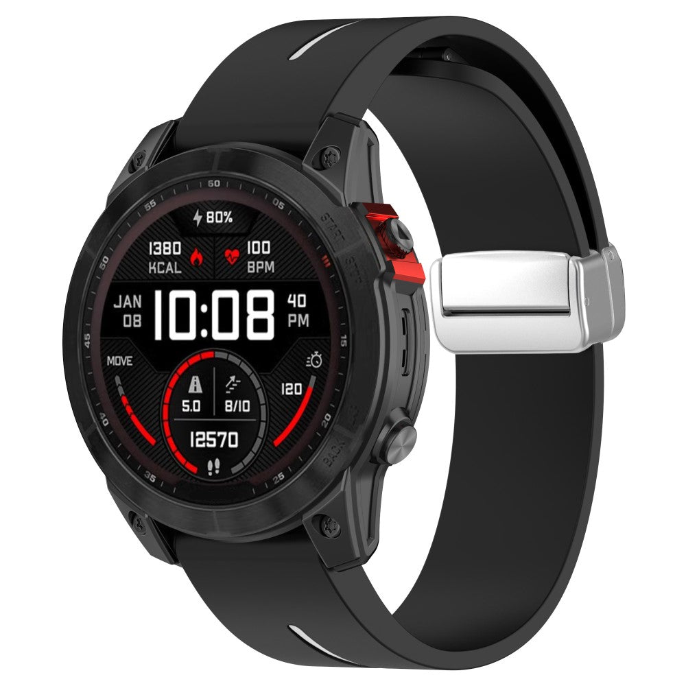 Mega Hårdfør Silikone Universal Rem passer til Garmin Smartwatch - Sort#serie_6