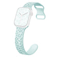 Apple Watch Series 41mm - 40mm - 38mm Universele Flexibele Koord Luipaard Patroon Horlogeband - Turquoise