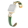 Apple Watch Series 41mm - 40mm - 38mm Universele Horlogeband Runderlederen Koord - Groen / Gouden Gesp