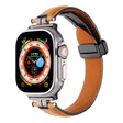 Apple Watch Series 41mm - 40mm - 38mm Universele Horlogeband Crazy Horse Textuur Band - Ginger+Zwarte Gesp Gesp