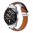 22 mm horlogebandje voor Samsung Galaxy Watch3 45 mm / Garmin Venu 3 Roestvrij staal vouwsluiting lederen armband - bruin / zilver gesp gesp