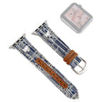 Apple Watch Series 49mm - 45mm - 44mm - 42mm Universele Denim Band Beer Decor Horlogebandje - Donkerblauw