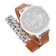20mm Universeel Smart Watch Koord Echt Koeienleer en Ketting Glanzend Bergkristal Pols Vervangingsbandje