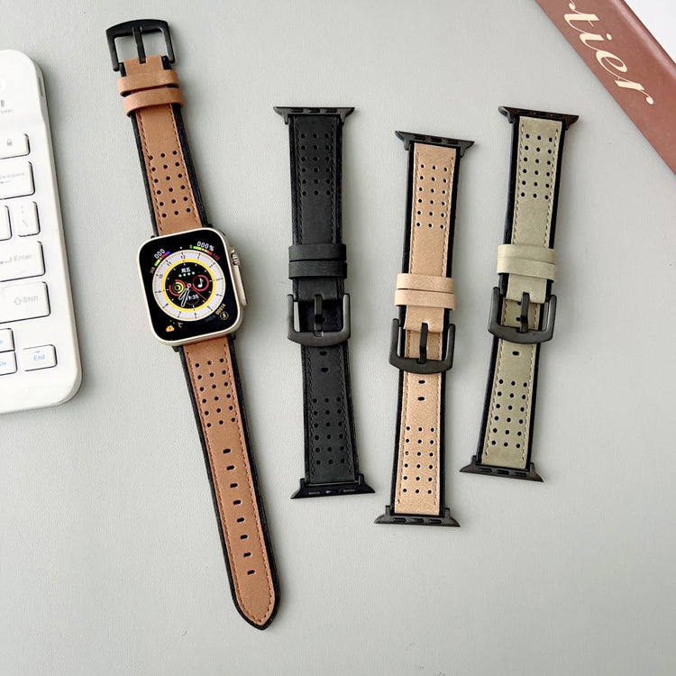 Apple Watch Series 41mm - 40mm - 38mm Universal Smart Watch Band Waxyed Top Layer Cowhide Strap - Brown#serie_1