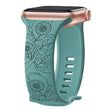 Apple Watch Series 49mm - 45mm - 44mm - 42mm Universele Gegraveerde Flexibele Horlogeband - Zonnebloem / Groen