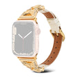 Apple Watch Series 41mm - 40mm - 38mm Universele horlogeband Butterfly Band - Wit / Gouden Gesp