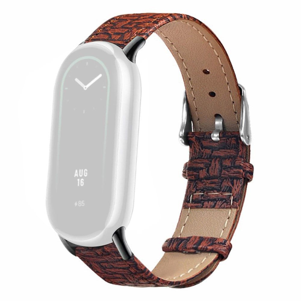 Meget Hårdfør Ægte Læder Rem passer til Xiaomi Smart Band 8 - Brun#serie_2