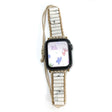 Apple Watch Series 41mm / 40mm / 38mm Geweven Touw Stenen Koord - Inkt Wit