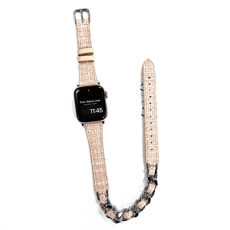 Klassisk Metal Og Kunstlæder Universal Rem passer til Apple Smartwatch - Hvid#serie_2