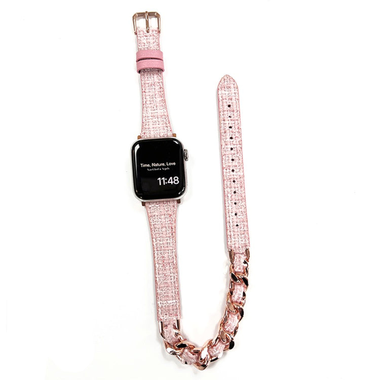 Klassisk Metal Og Kunstlæder Universal Rem passer til Apple Smartwatch - Pink#serie_7