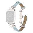 Apple Watch 49mm / 45mm / 44mm / 42mm Lederen horlogeband - Blauw / Zilveren Gesp