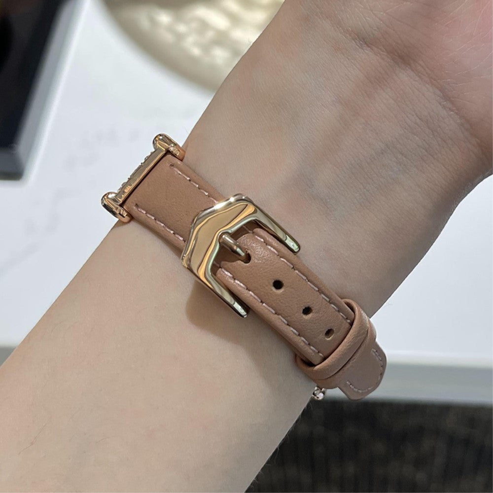 Apple Watch 49mm / 45mm / 44mm / 42mm Cowhide Leather Band - Bean Pink / Rose Gold Buckle#serie_9