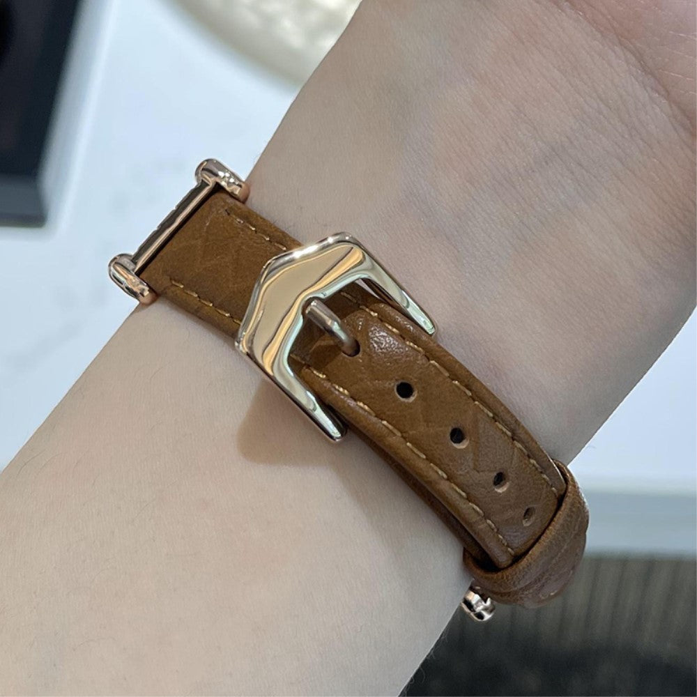 Apple Watch 49mm / 45mm / 44mm / 42mm Cowhide Leather Band - Light Brown / Rose Gold Buckle#serie_10