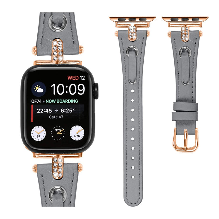 Super Flot Ægte Læder Universal Rem passer til Apple Smartwatch - Sølv#serie_1