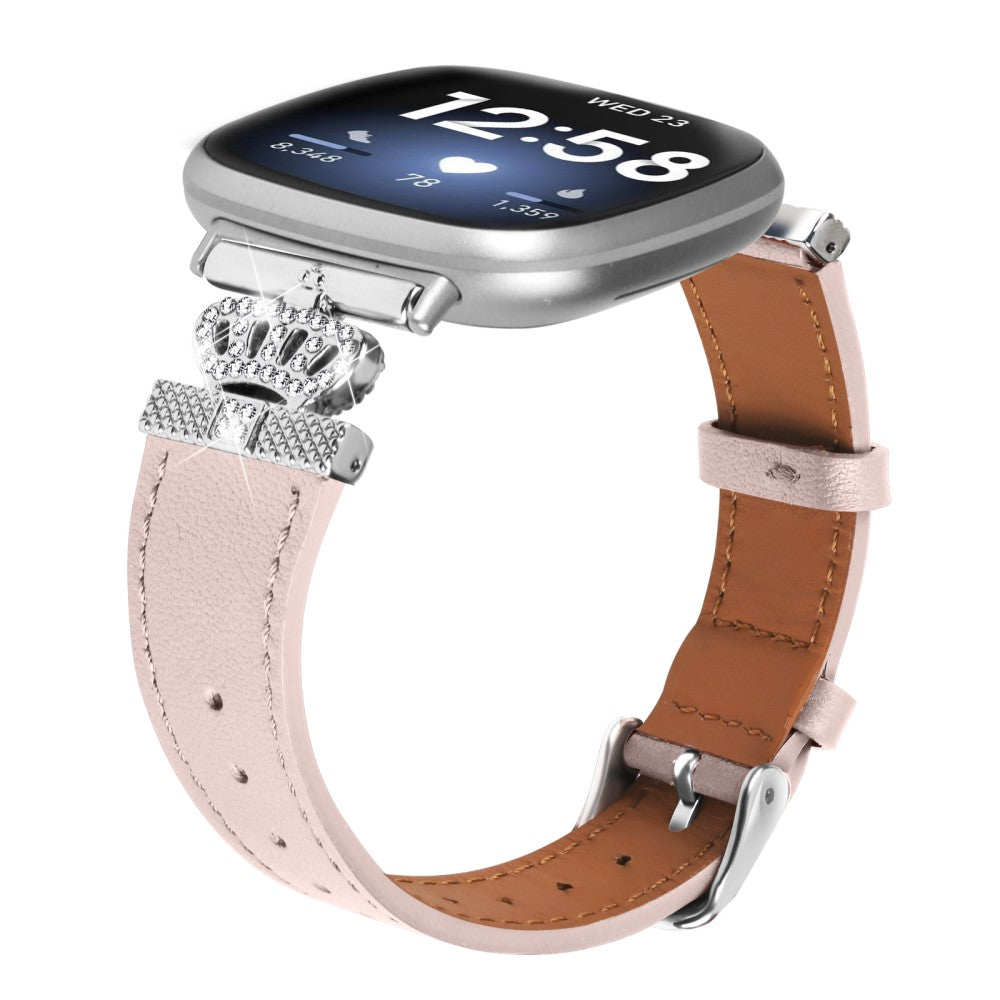 Ægte Læder Universal Rem passer til Fitbit Versa 4 / Fitbit Sense 2 - Pink#serie_4