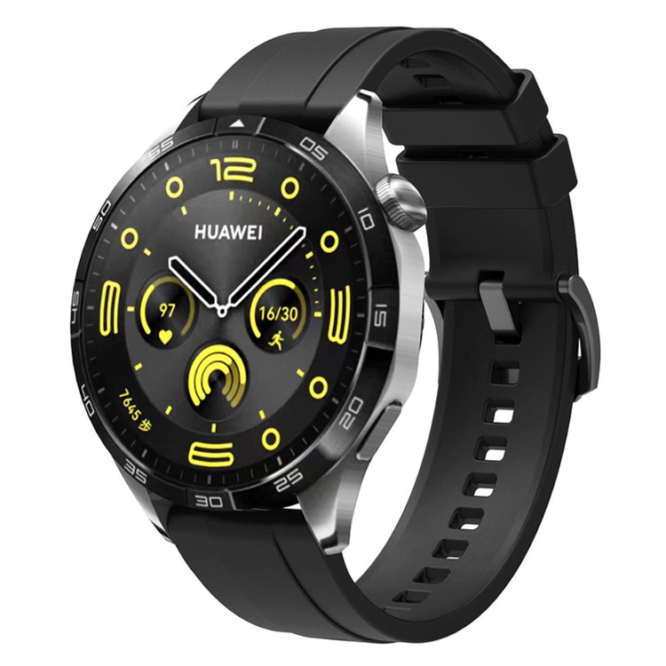 Super Smuk Silikone Rem passer til Huawei Watch GT 4 46mm - Sort#serie_4