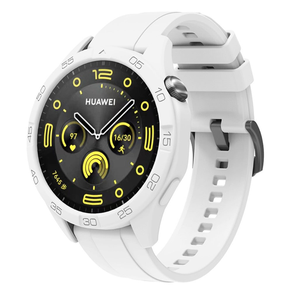 Silikone Rem med Etui passer til Huawei Watch GT 4 46mm - Hvid#serie_2