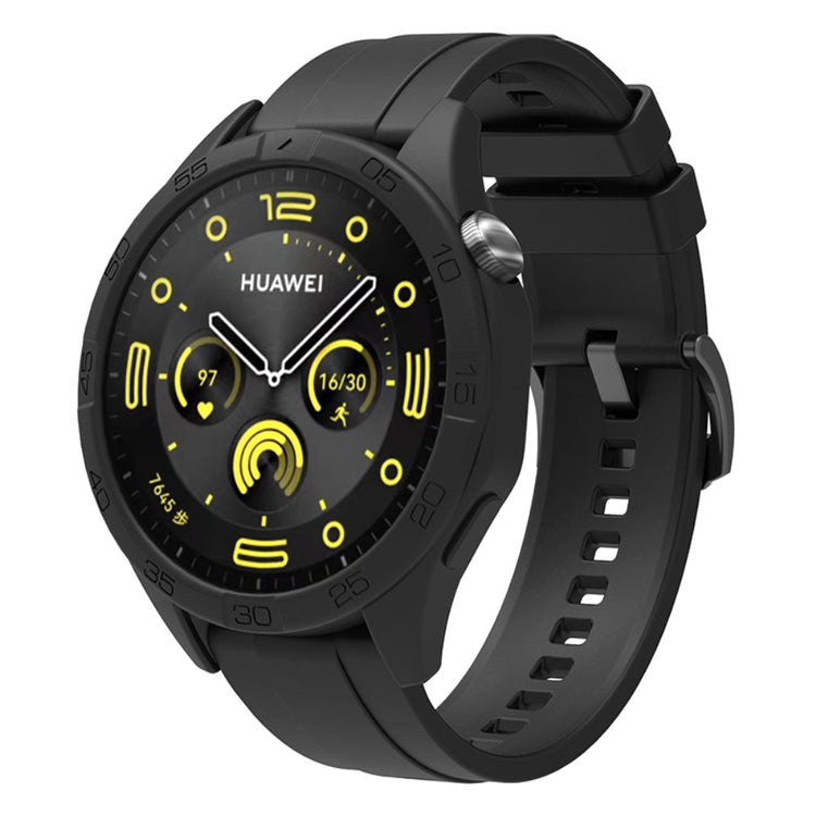 Silikone Rem med Etui passer til Huawei Watch GT 4 46mm - Sort#serie_5