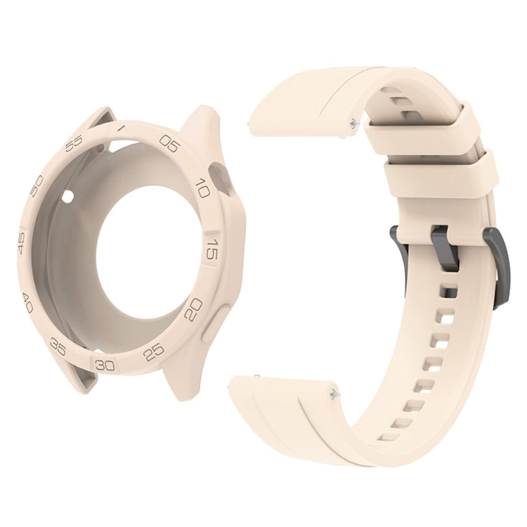 Silikone Rem med Etui passer til Huawei Watch GT 4 46mm - Hvid#serie_9