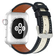 Apple Watch 49mm / 45mm / 44mm / 42mm Horlogebandje van koeienleer en stof - Donkerbruin / Wit